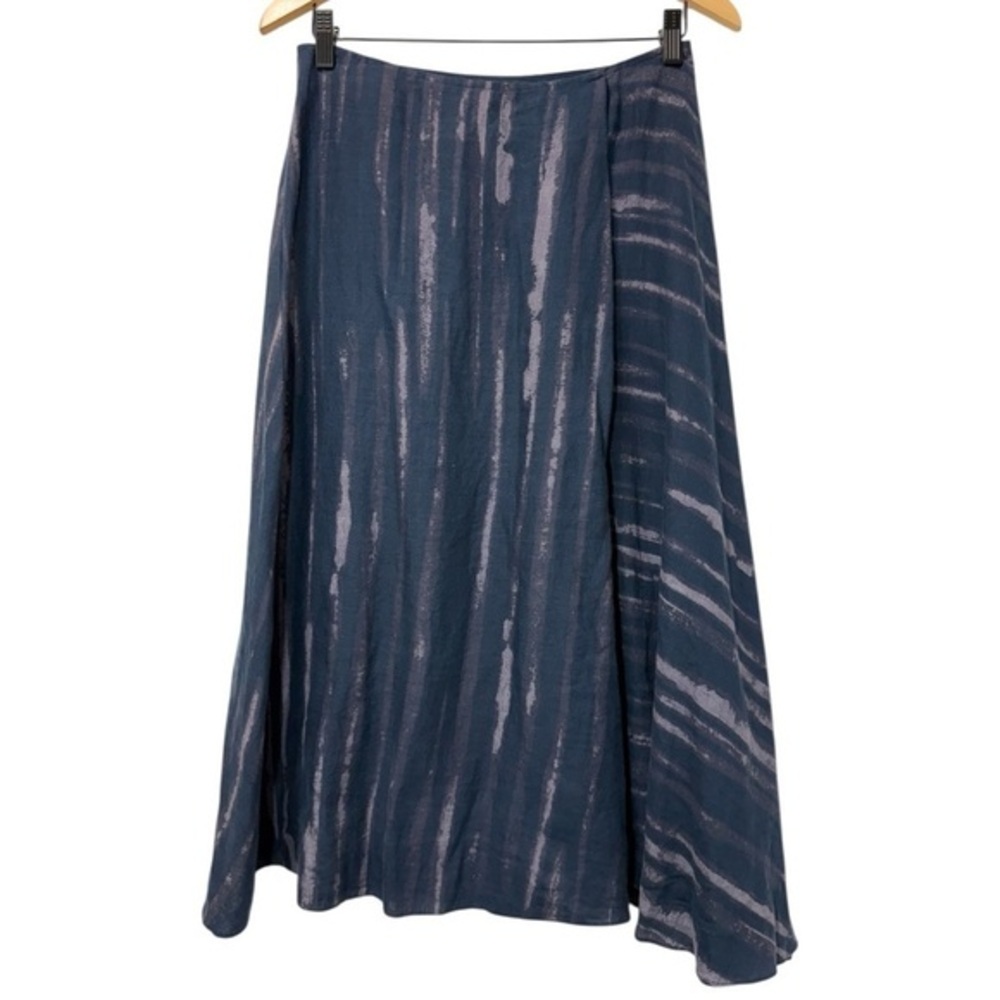 Dkny Navy Linen Midi Asymmetrical A-Line Skirt size 4